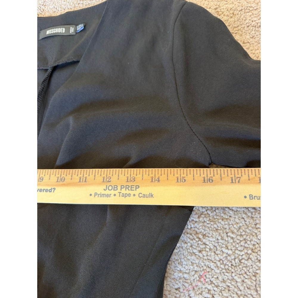 Missguided Black Double Breasted Pleated Mini Dress Long Sleeve V-Neck US 4 - Picture 12 of 12